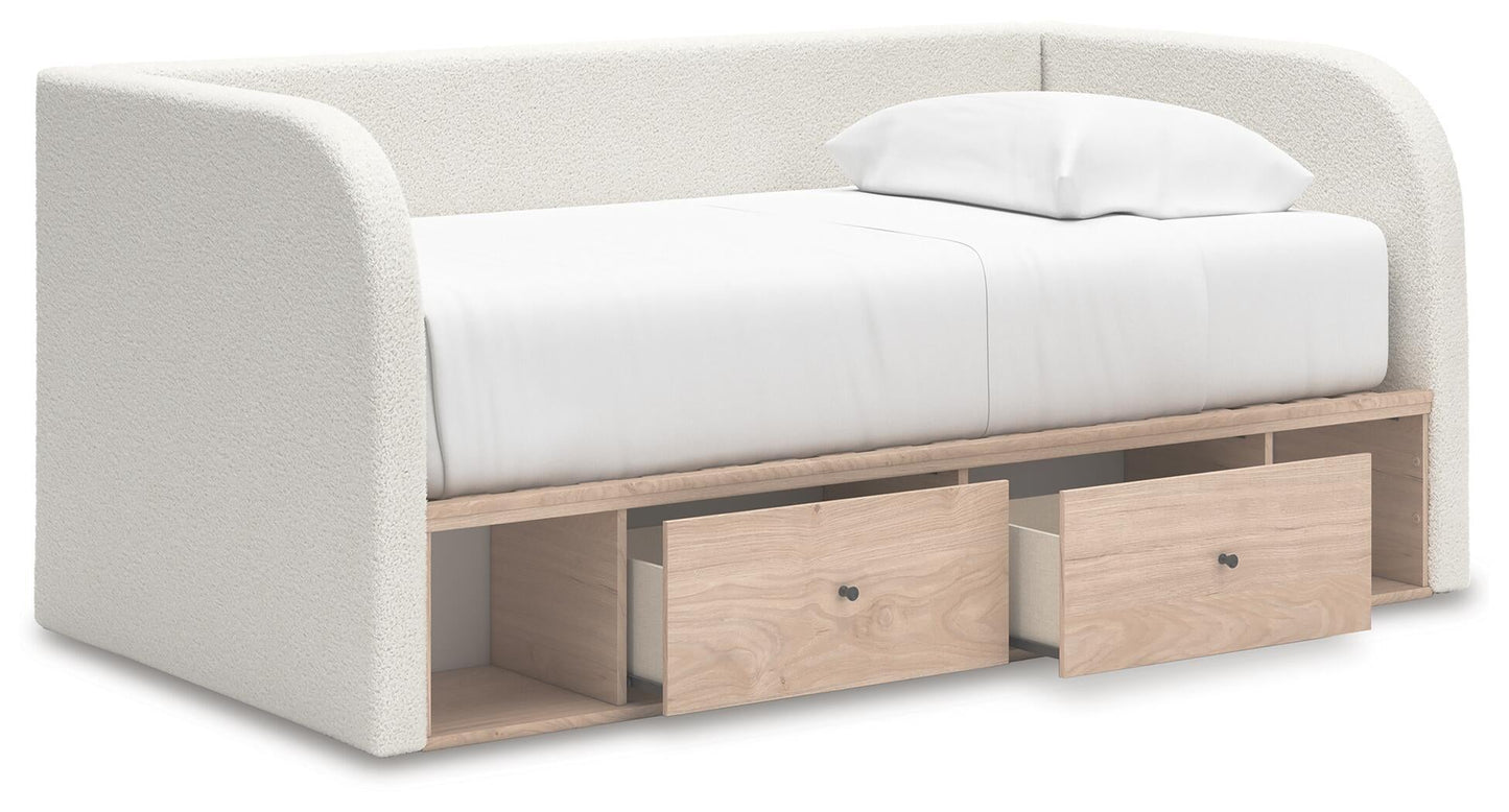 Cama de día tapizada individual Arloster con almacenamiento
