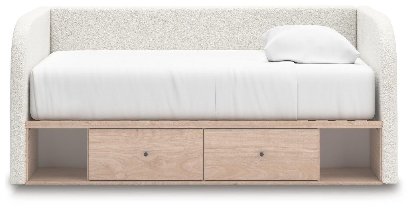 Cama de día tapizada individual Arloster con almacenamiento