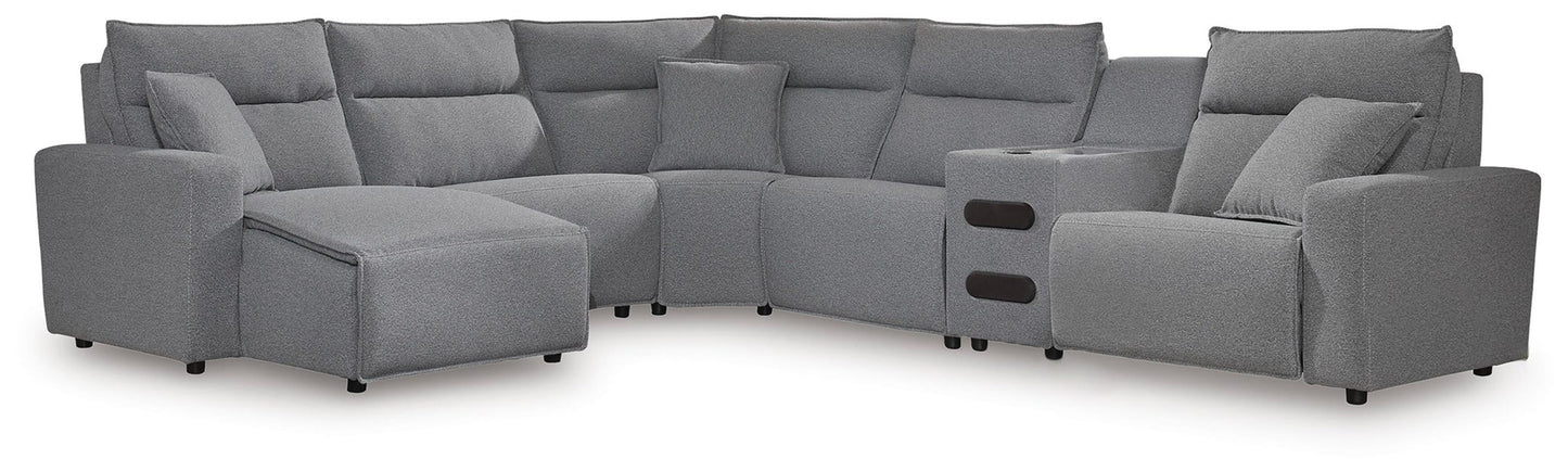 Seccional reclinable ModMax II de 6 piezas con chaise longue y consola de audio