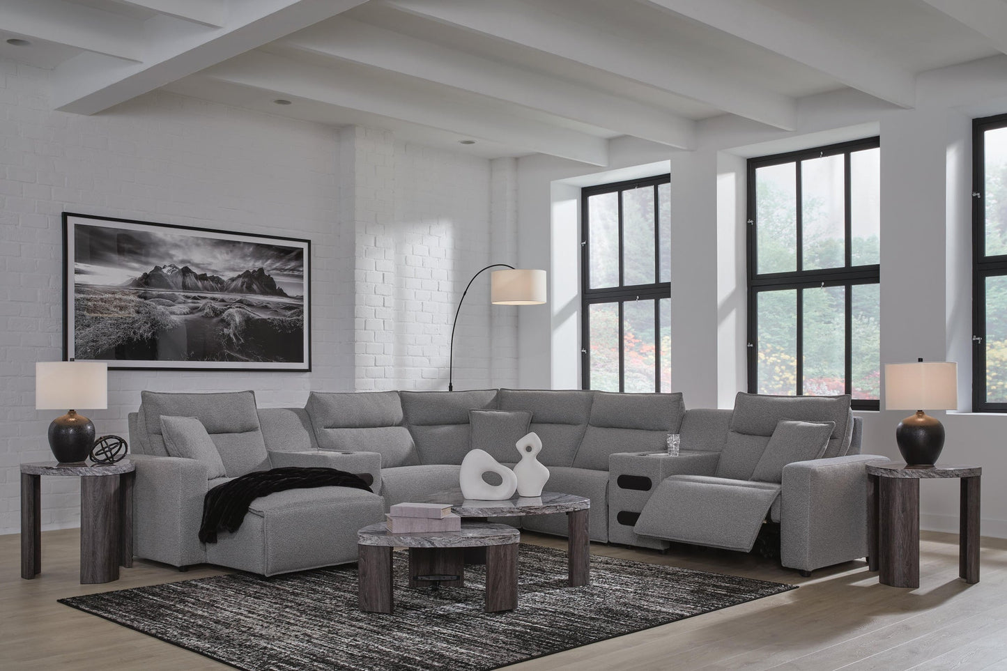 Seccional reclinable eléctrico ModMax II de 7 piezas con chaise longue