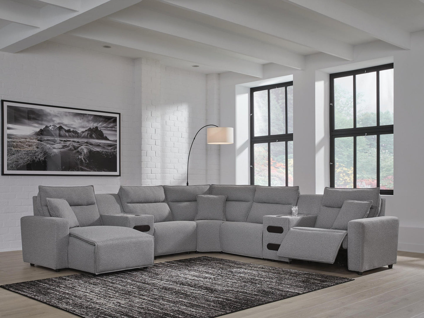 Seccional reclinable eléctrico ModMax II de 7 piezas con chaise longue
