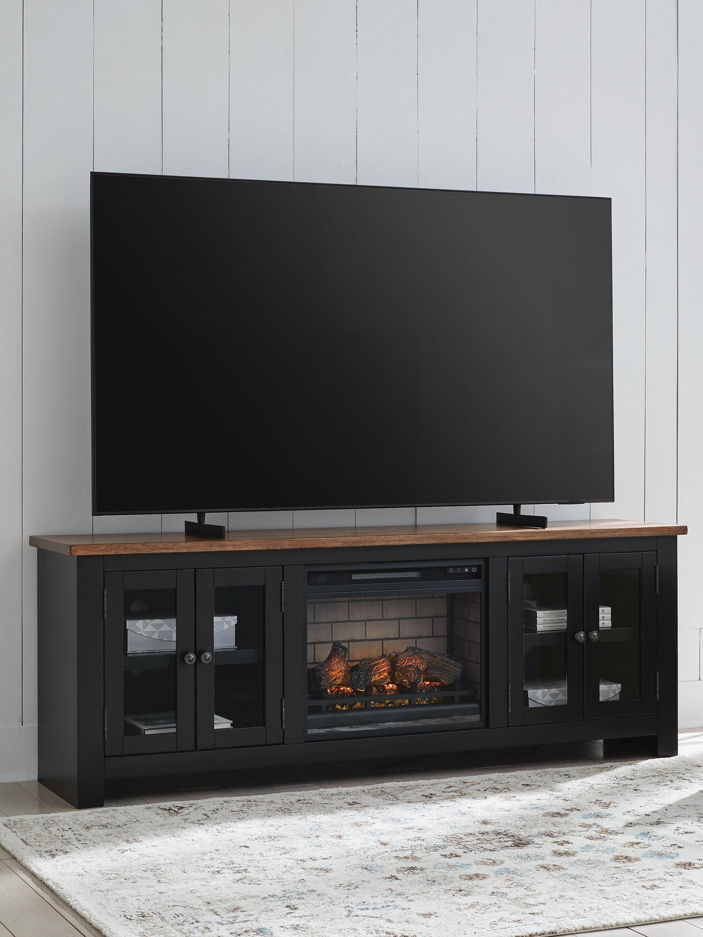 Mueble para TV Wildenauer de 76" con chimenea eléctrica