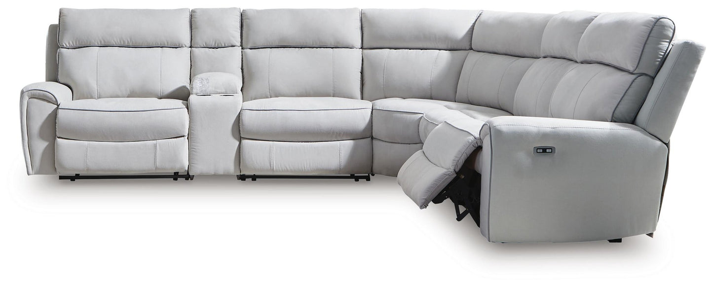 Sofá reclinable seccional de 6 piezas Social Pointe con consola de almacenamiento