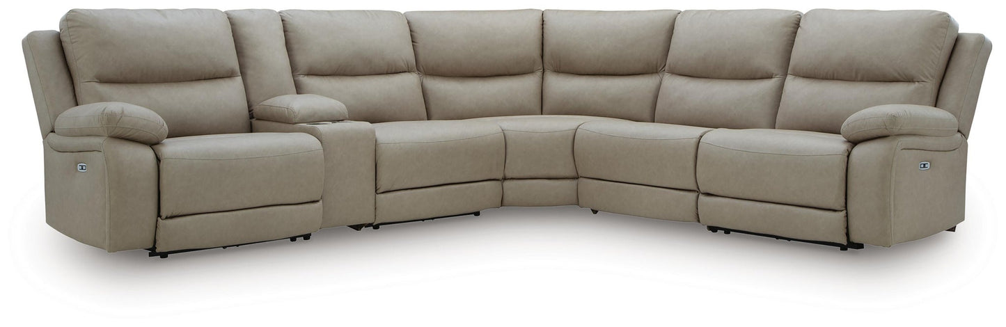 Seccional reclinable Narwhal Place de 6 piezas con consola de almacenamiento