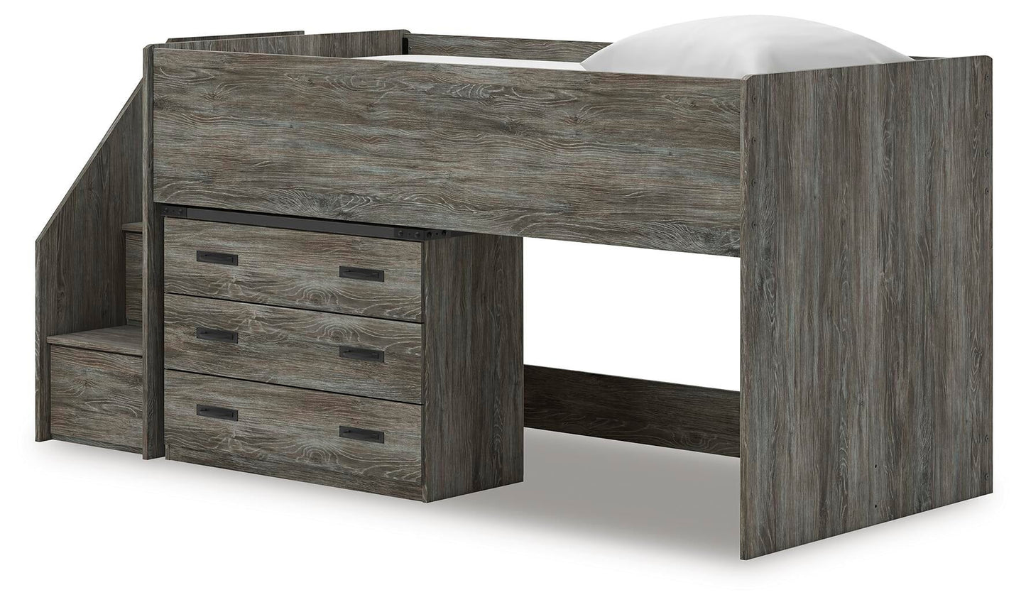 Cama alta individual Frandern con cajón de almacenamiento