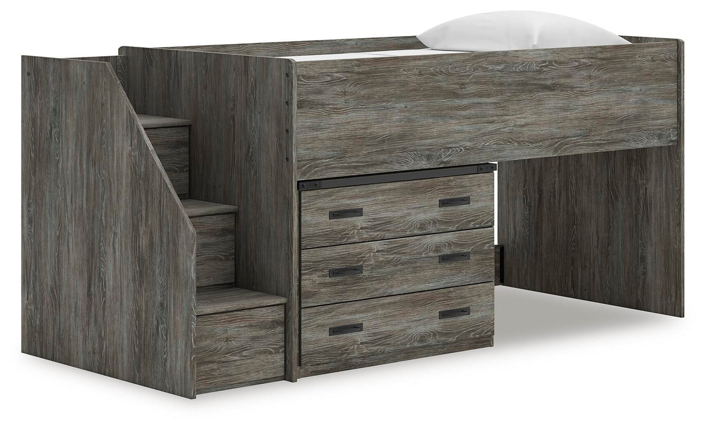 Cama alta individual Frandern con cajón de almacenamiento