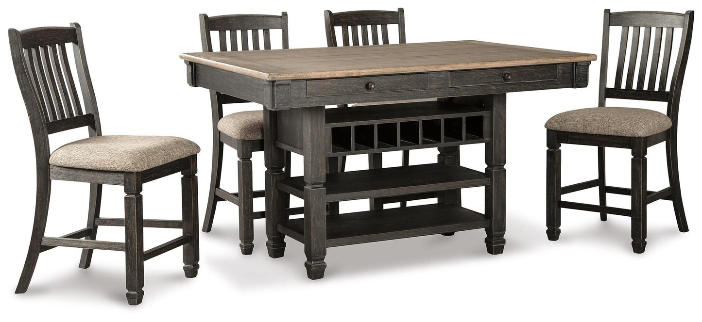 Mesa de comedor de altura de mostrador Tyler Creek y 4 taburetes