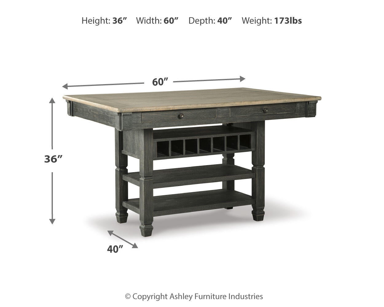 Mesa de comedor de altura de mostrador Tyler Creek y 4 taburetes