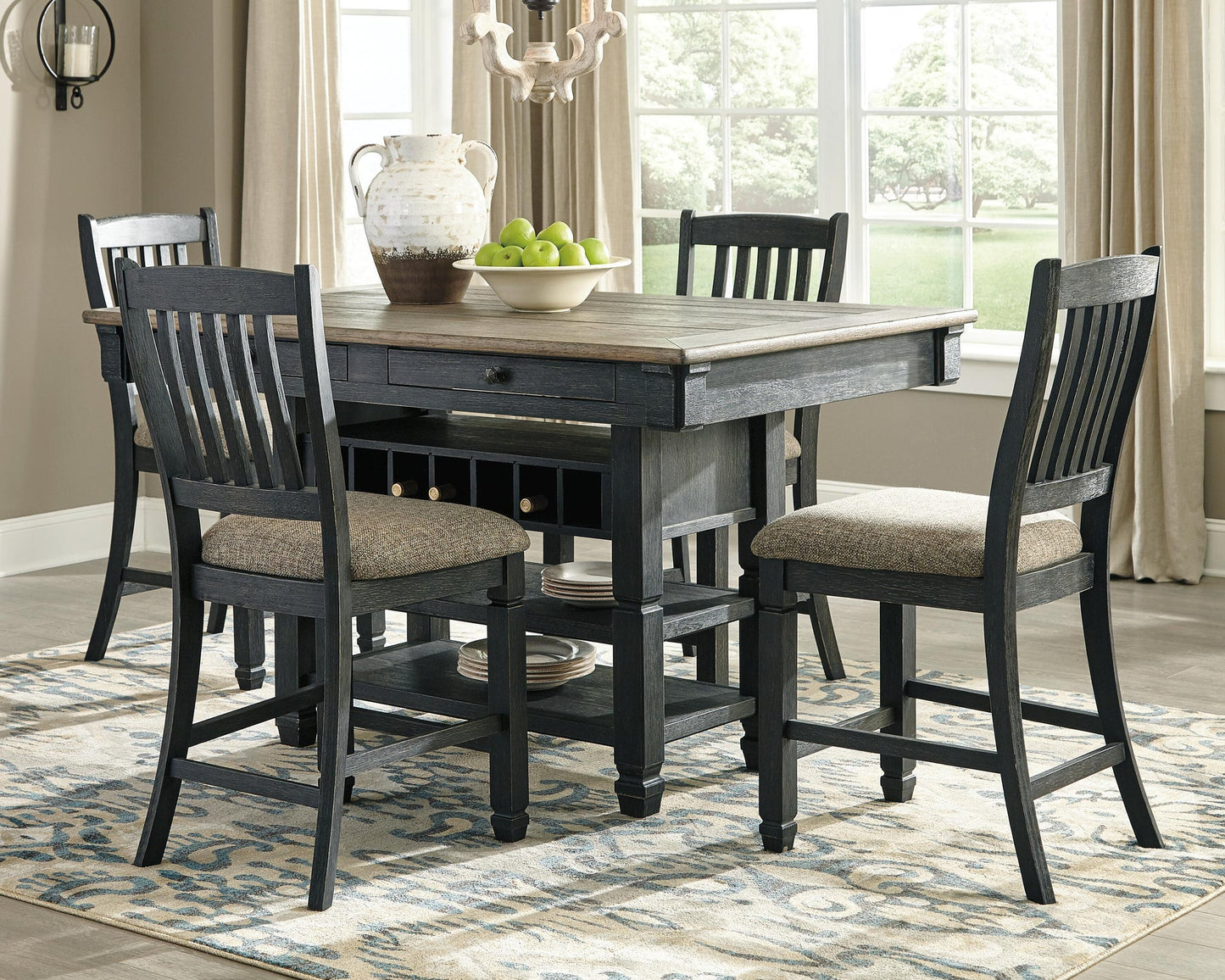 Mesa de comedor de altura de mostrador Tyler Creek y 4 taburetes