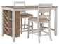 Mesa de comedor Skempton de altura de mostrador y dos taburetes