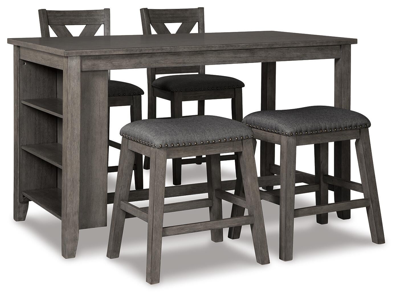 Mesa de comedor alta Caitbrook y 4 taburetes