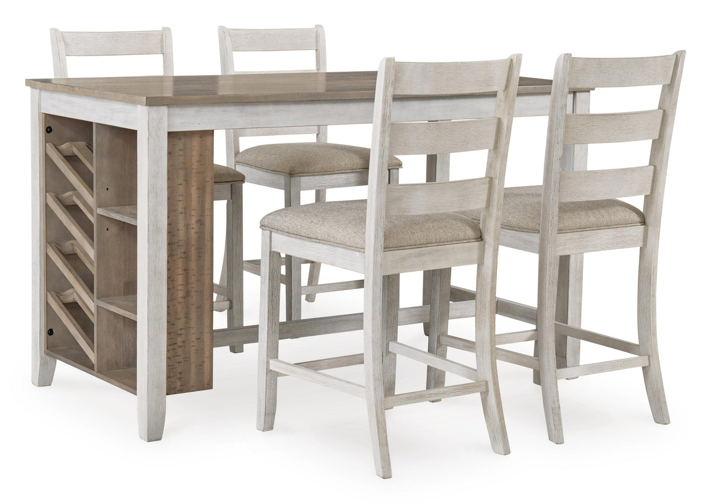 Mesa de comedor Skempton de altura de mostrador y 4 taburetes