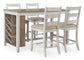 Mesa de comedor Skempton de altura de mostrador y 4 taburetes