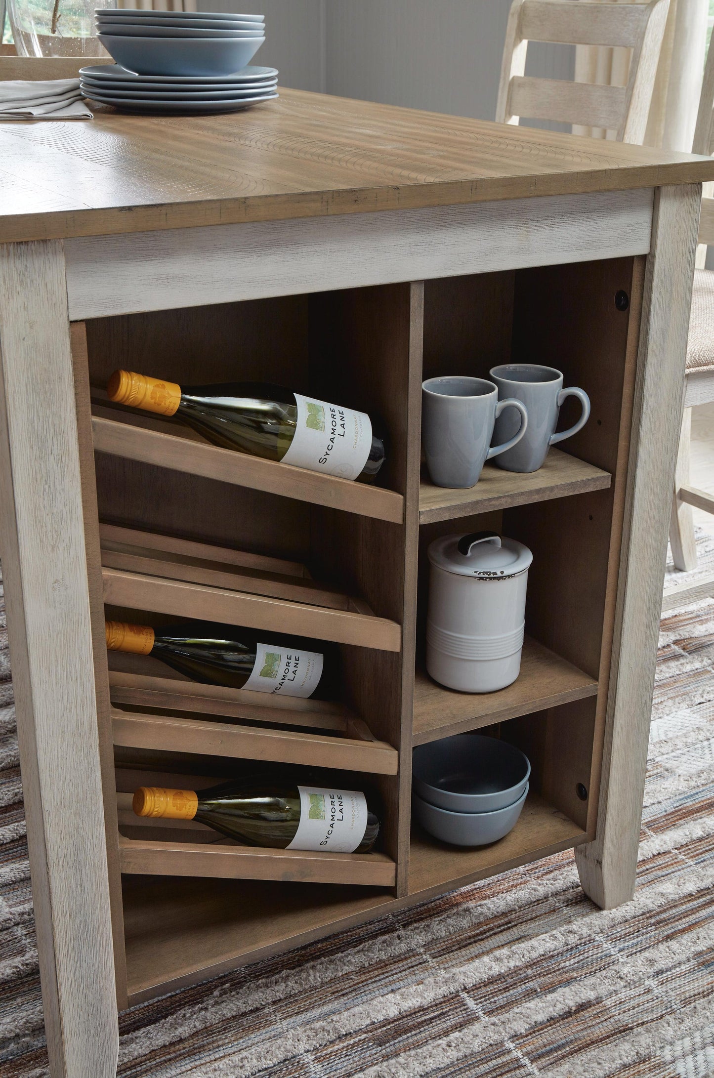 Mesa de comedor Skempton de altura de mostrador y 4 taburetes