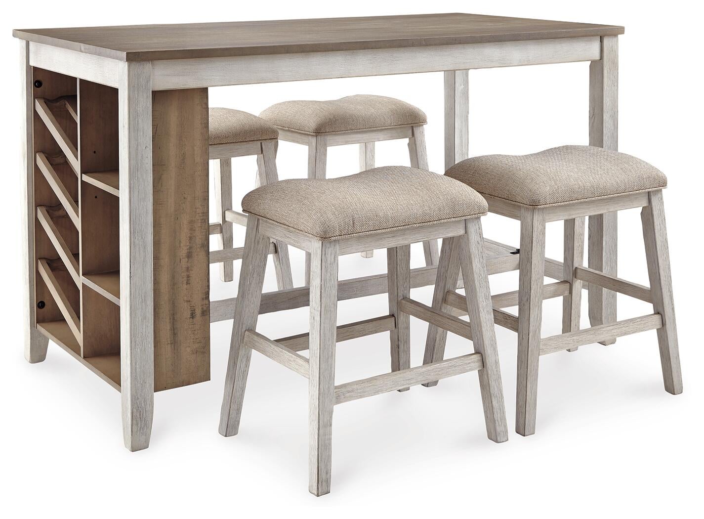 Mesa de comedor Skempton de altura de mostrador y 4 taburetes