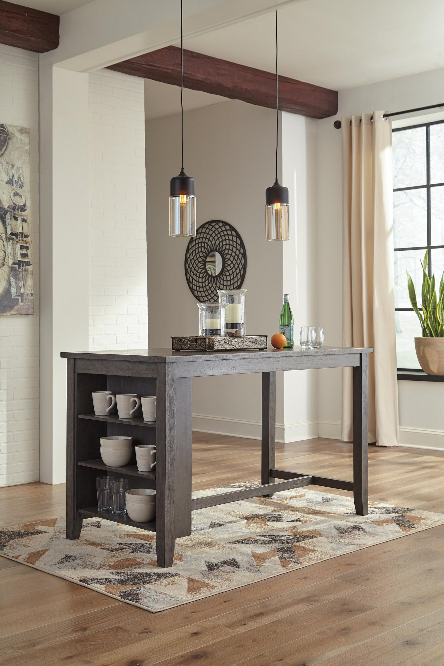 Mesa de comedor alta Caitbrook y 4 taburetes