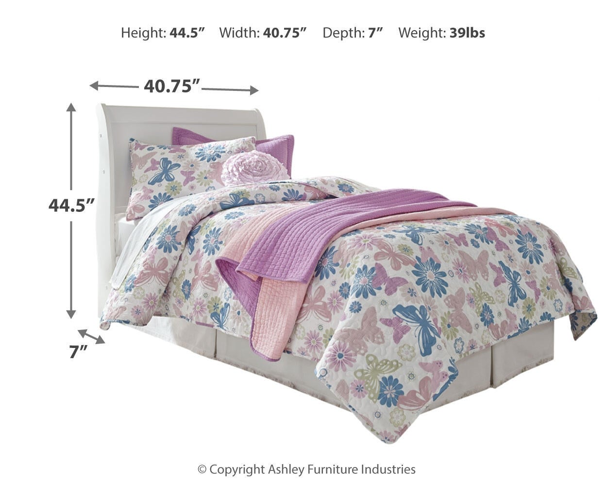 Cabecero de cama Anarasia Twin con tocador, cómoda y mesita de noche con espejo