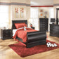 Cama doble estilo trineo Huey Vineyard con tocador con espejo, cómoda y mesita de noche