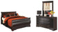 Cama Queen tipo trineo Huey Vineyard con tocador con espejo