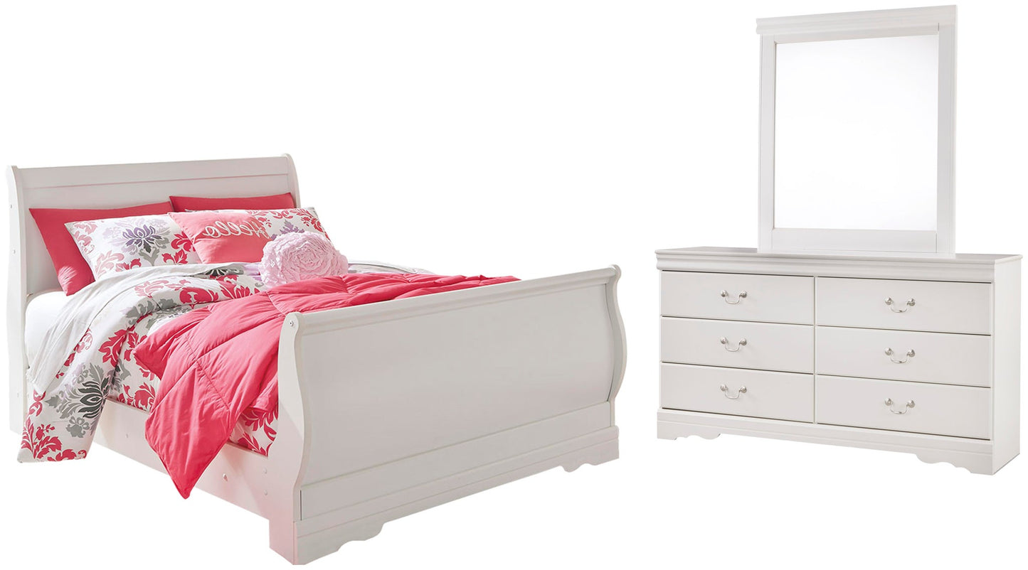 Cama Anarasia tipo trineo con tocador con espejo