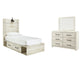 Cama doble Cambeck con 4 cajones y tocador con espejo