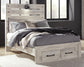 Cama Cambeck de tamaño completo con dos cajones y tocador con espejo
