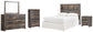 Cabecero de librería completo Drystan con cómoda con espejo, cómoda y mesita de noche