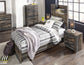 Cama doble Drystan con paneles, cómoda con espejo y mesita de noche