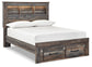 Cama con estantería completa Drystan con dos cajones y tocador con espejo