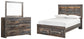 Cama con estantería completa Drystan con dos cajones y tocador con espejo