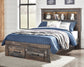 Cama con estantería completa Drystan con 2 cajones de almacenamiento, cómoda con espejo, cómoda y mesita de noche