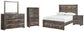 Cama con estantería completa Drystan con 2 cajones de almacenamiento, cómoda con espejo, cómoda y mesita de noche