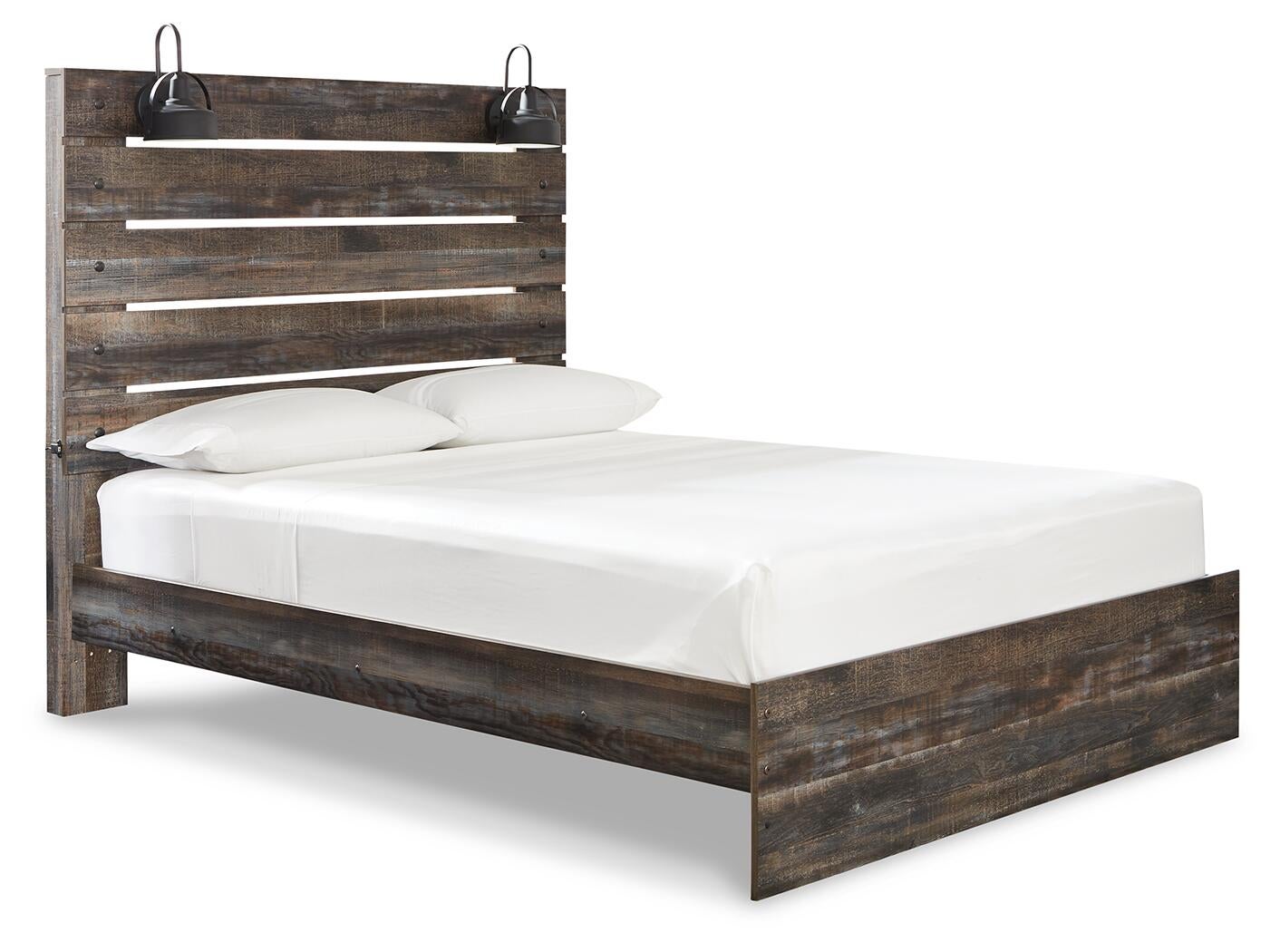 Cama Drystan Queen con paneles y tocador con espejo