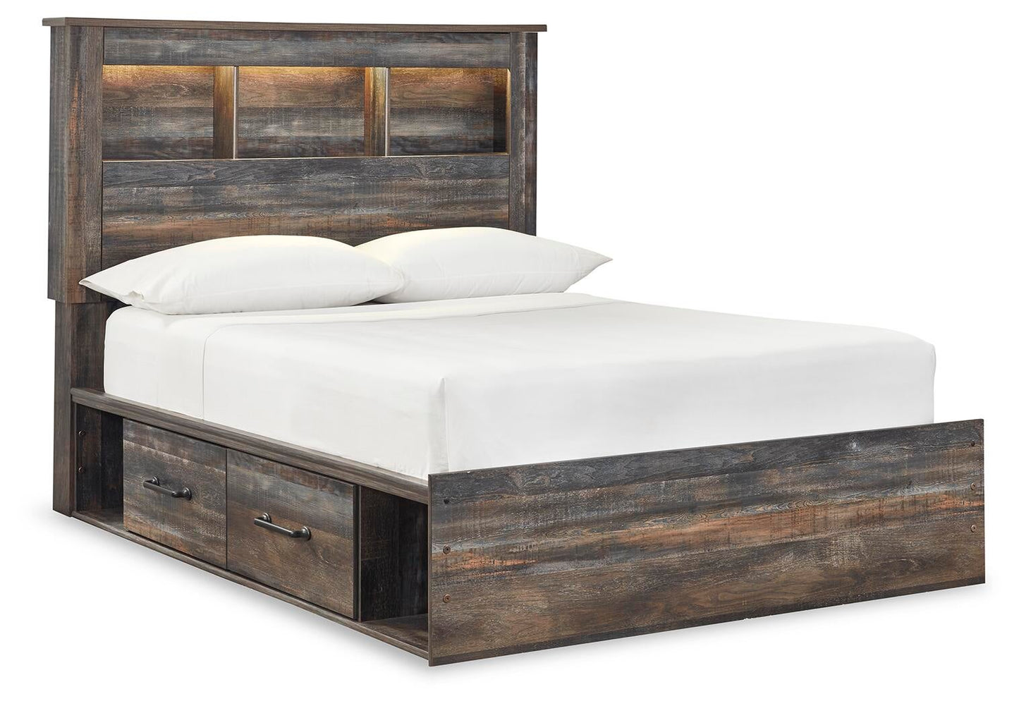 Cama con estantería completa Drystan con 4 cajones y tocador con espejo