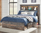 Cama con estantería completa Drystan con 4 cajones y tocador con espejo