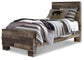 Cama individual con paneles y tocador con espejo Derekson