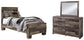 Cama individual con paneles y tocador con espejo Derekson