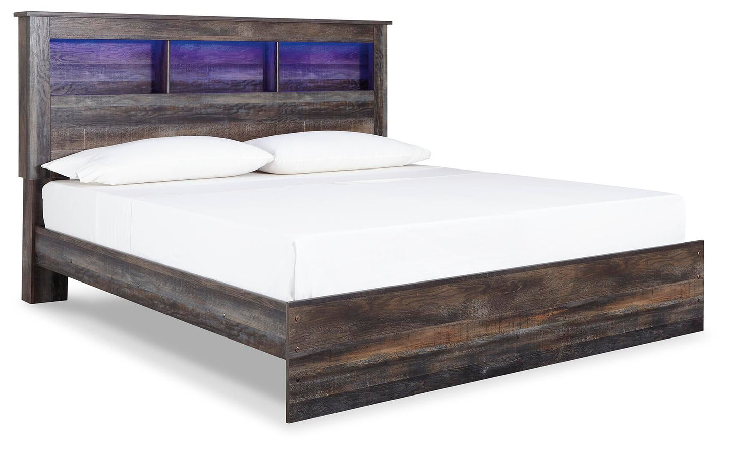 Cama con librería Drystan King con paneles, cómoda con espejo, cómoda y mesita de noche
