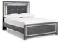 Cama Queen Lodanna con paneles, cómoda con espejo y mesita de noche