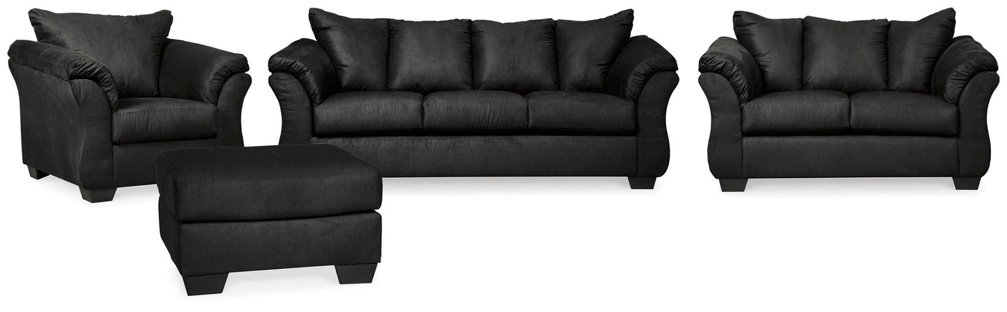Sofá, loveseat, silla y otomana