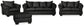 Sofá, loveseat, silla y otomana
