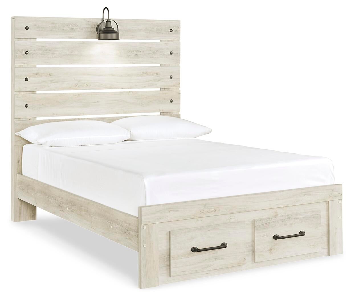 Cama completa Cambeck con 4 cajones de almacenamiento, cómoda con espejo, cómoda y mesita de noche