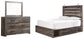 Cama Drystan Queen con dos cajones y tocador con espejo