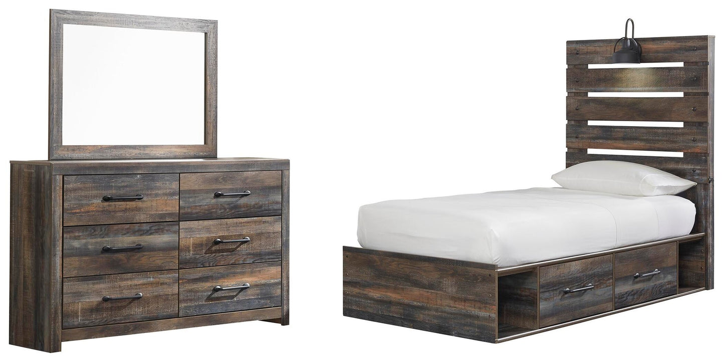 Cama doble Drystan con 4 cajones y tocador con espejo
