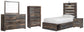 Cama doble Drystan con 4 cajones, cómoda con espejo, cómoda y mesita de noche