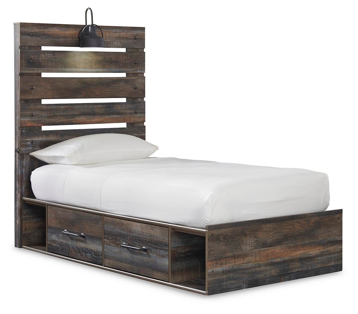 Cama doble Drystan con 4 cajones, cómoda con espejo, cómoda y mesita de noche