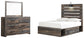 Cama Drystan de tamaño completo con 4 cajones y tocador con espejo