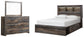 Cama Drystan Queen con librería, dos cajones y tocador con espejo
