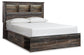 Cama Drystan Queen con librería, dos cajones y tocador con espejo
