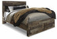 Cama Queen Derekson con dos cajones de almacenamiento, cómoda con espejo, cómoda y mesita de noche